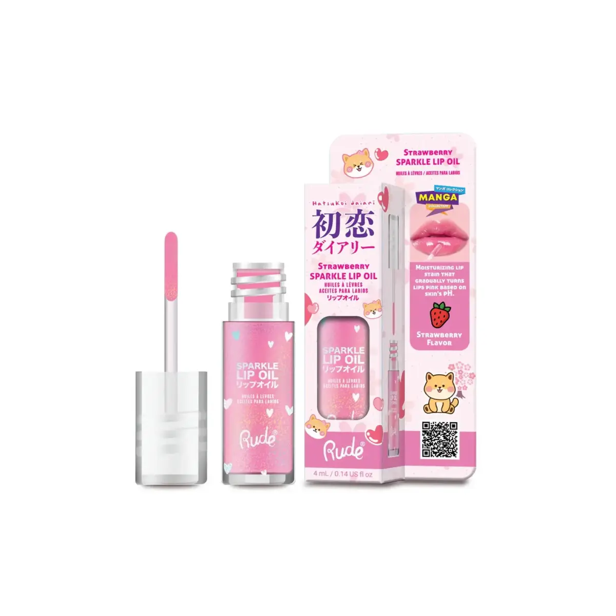 Rude Cosmetics, Strawberry Sparkle, Lip Oil, 4 ml