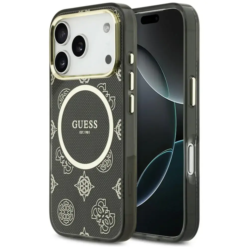 Guess IML Peony Dot maciņš ar MagSafe atbalstu telefonam iPhone 17 Pro melns