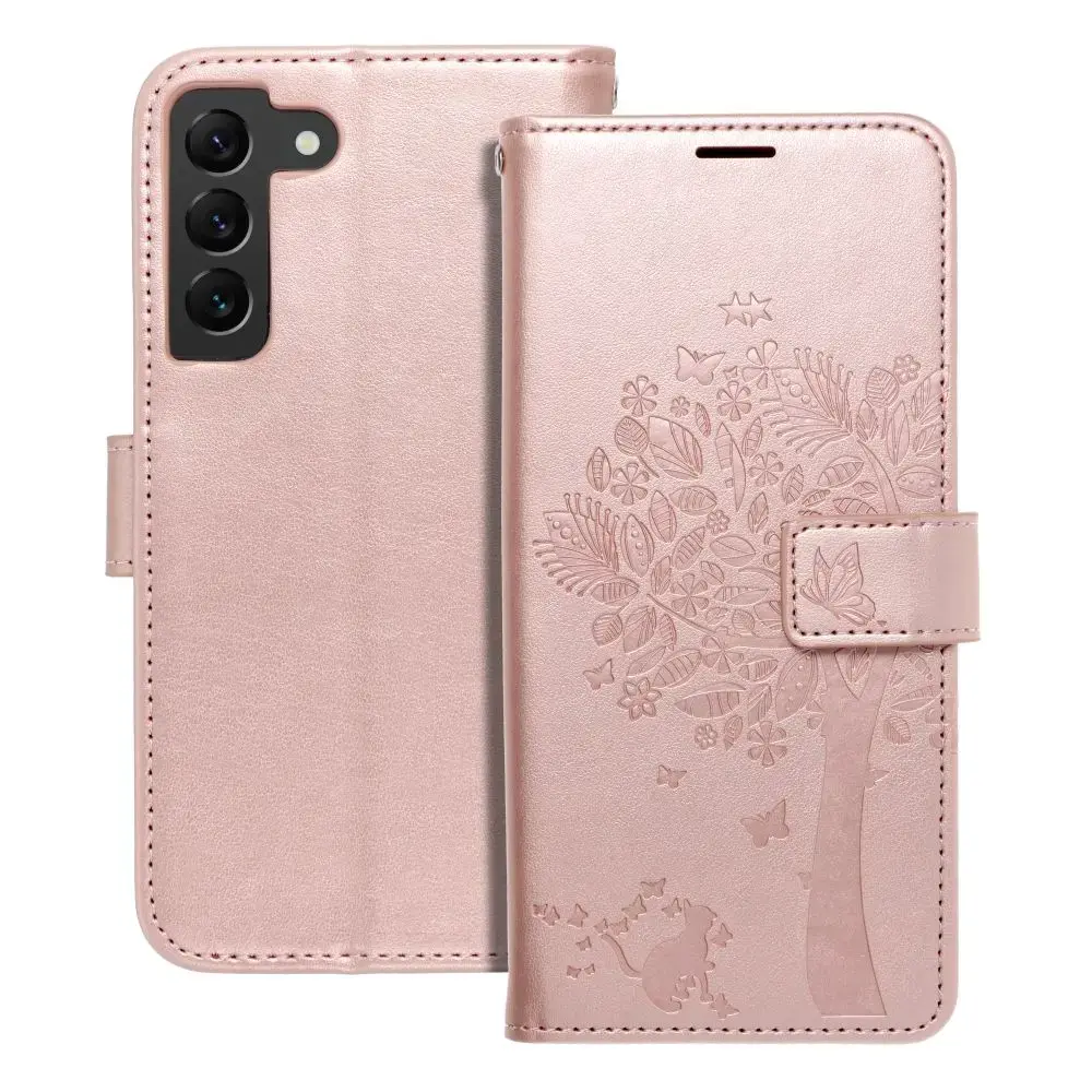 MEZZO tree grāmatveida maciņš telefonam Samsung Galaxy S22 (S901) zelta krāsā