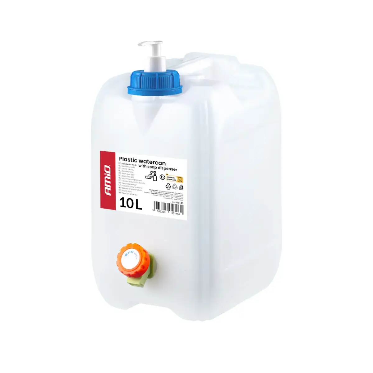 Plastic watercan with soap dispenser 10L AMIO-05146