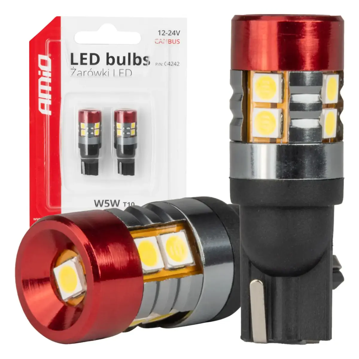 LED bulbs CANBUS T10 W5W 9 SMD 3030 White 12V 24V AMIO-04242