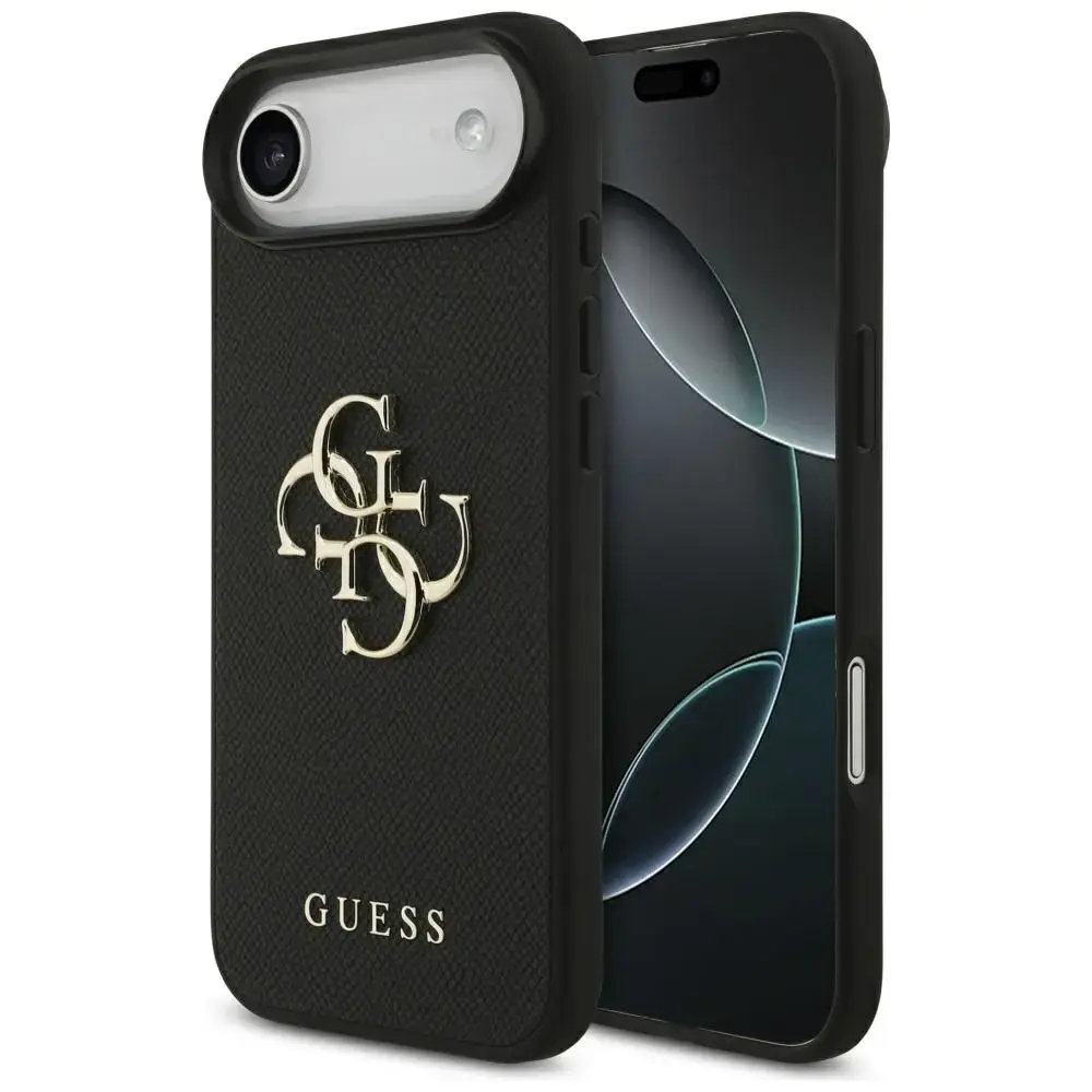 Guess Grained Big 4G & Classic Logo maciņš telefonam iPhone 17 Air melns