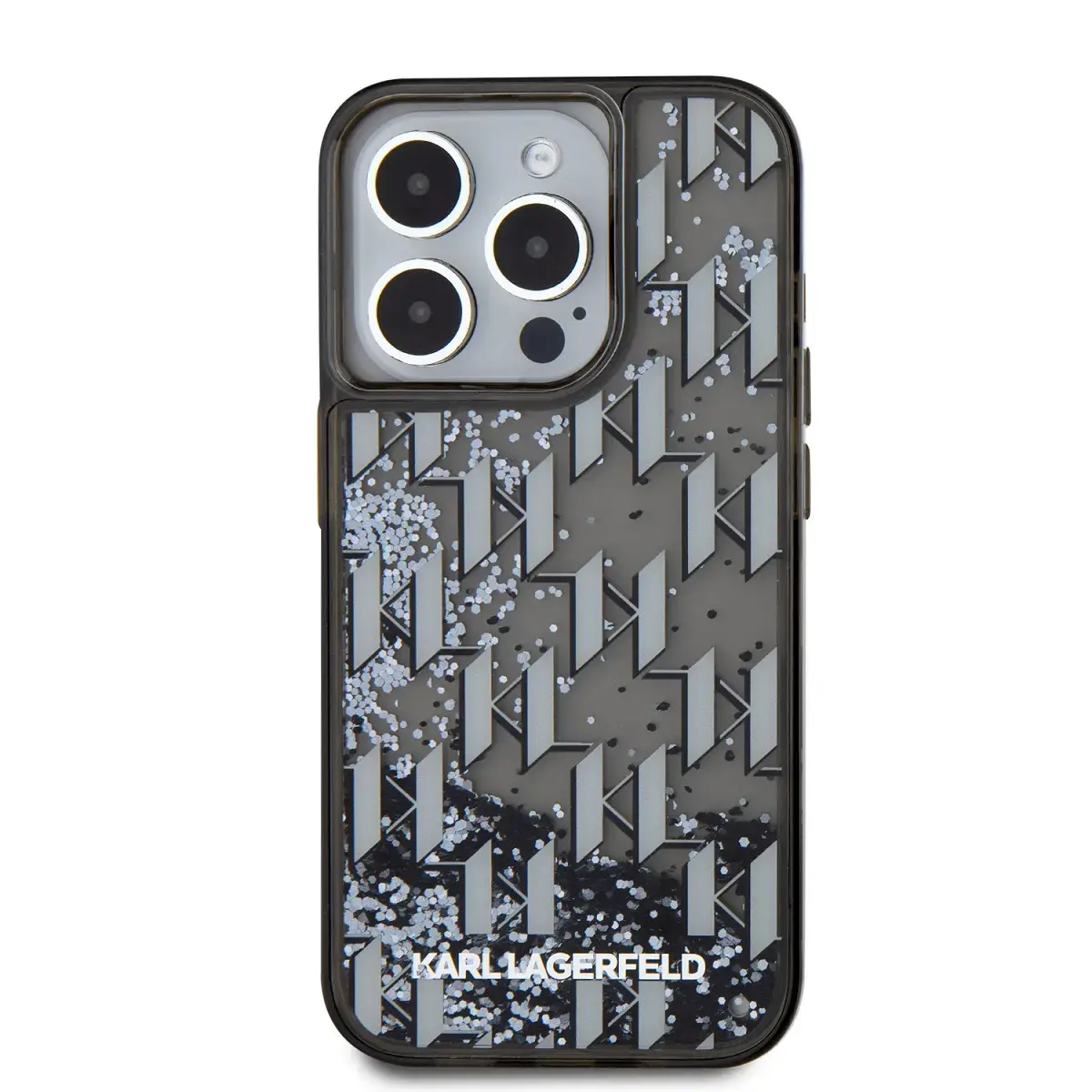 Karl Lagerfeld Liquid Glitter Monogram Gradient Case for iPhone 15 Pro Black