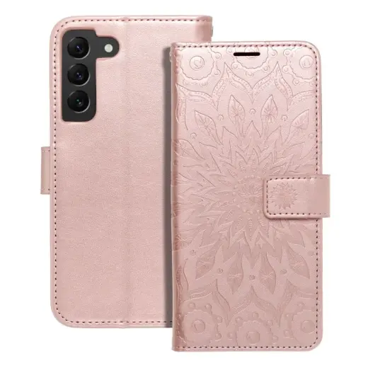 MEZZO mandala grāmatveida maciņš telefonam Samsung Galaxy S22 (S901) rozā
