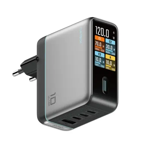 Зарядное устройство Cuktech AD1204U | 120W | GaN | USB-C, USB-A | с кабелем USB-C на USB-C в комплекте | серебряное