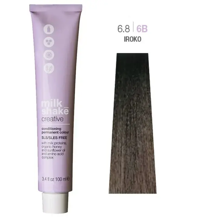 Milk Shake, Creative, SLS/SLES-Free, Permanent Hair Dye, 6.86B Iroko, 100 ml