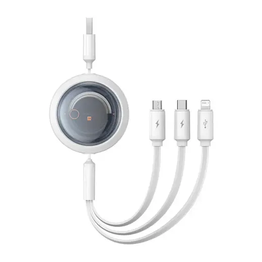 Baseus Free2Draw 3-in-1 data transfer and charging cable | USB-A to Micro USB, USB-C, Lightning | 17.5W | 1.1m | white