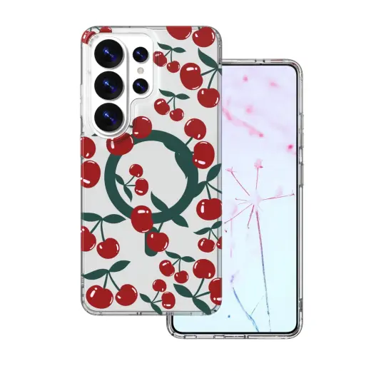 Cherry Mag phone case with MagSafe support for Samsung Galaxy S26 Ultra (S948) transparent