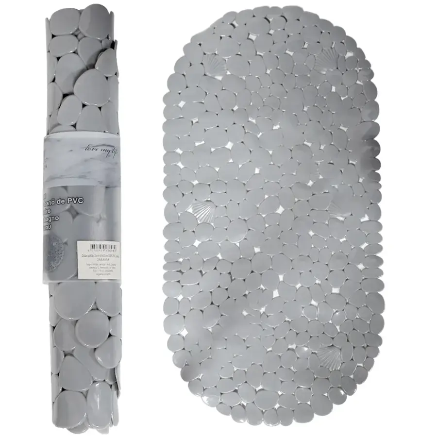 Dušas paklājs Stone 69x35cm 100% PVC, pelēks