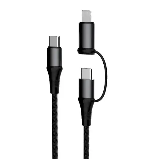 Dudao 2w1 cable USB Type C PD - USB Type C Power Delivery (60 W) + Lightning (18 W) 1 m gray (L20 gray)