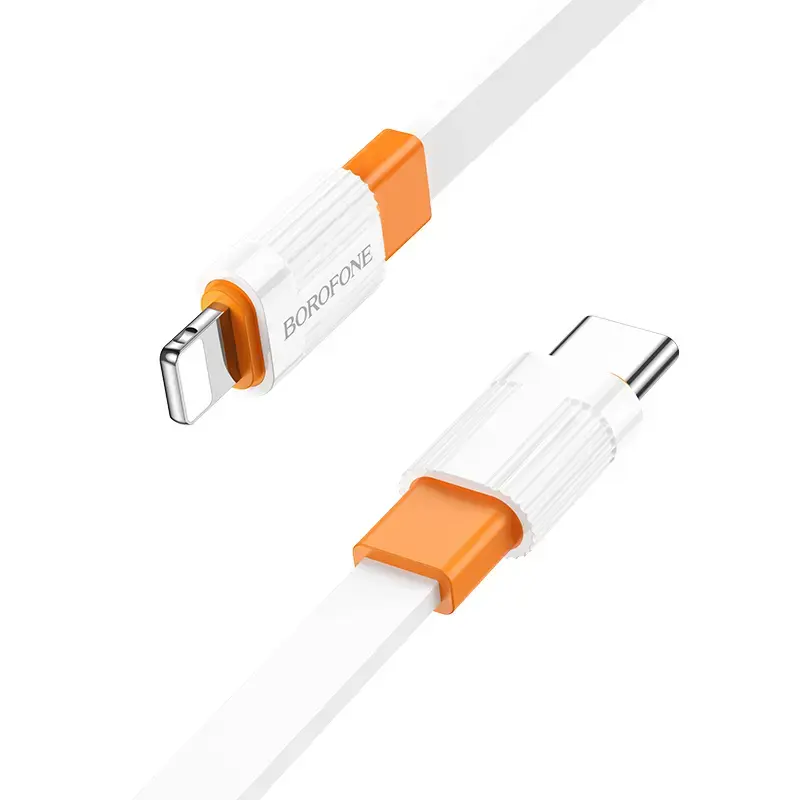 Borofone BX89 Union data transfer and charging cable | USB-C to Lightning | 20W | 1m | white, orange