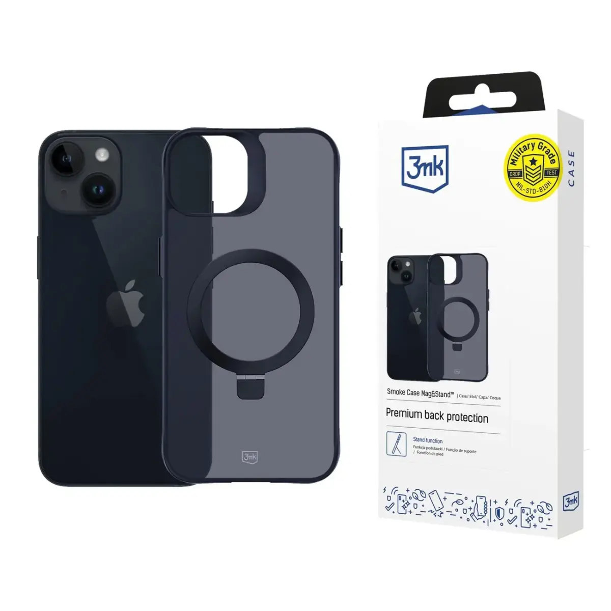 3mk Smoke Case Mag&Stand for Apple iPhone 13|14 - black