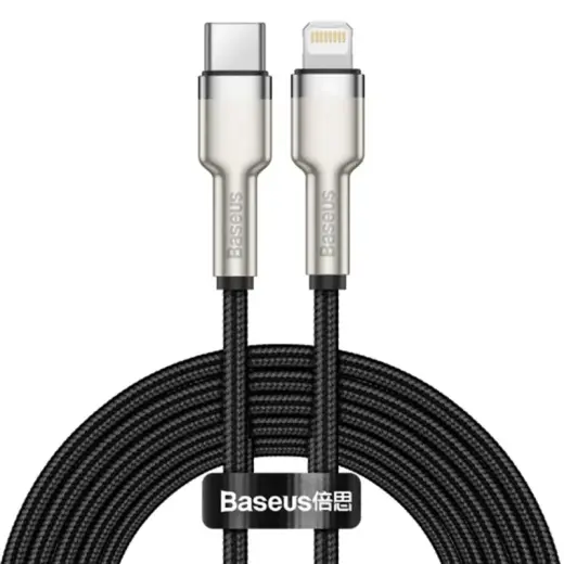 Baseus Cafule datu pārraides un uzlādes vads | USB-C uz Lightning | 20W | 2m | melns