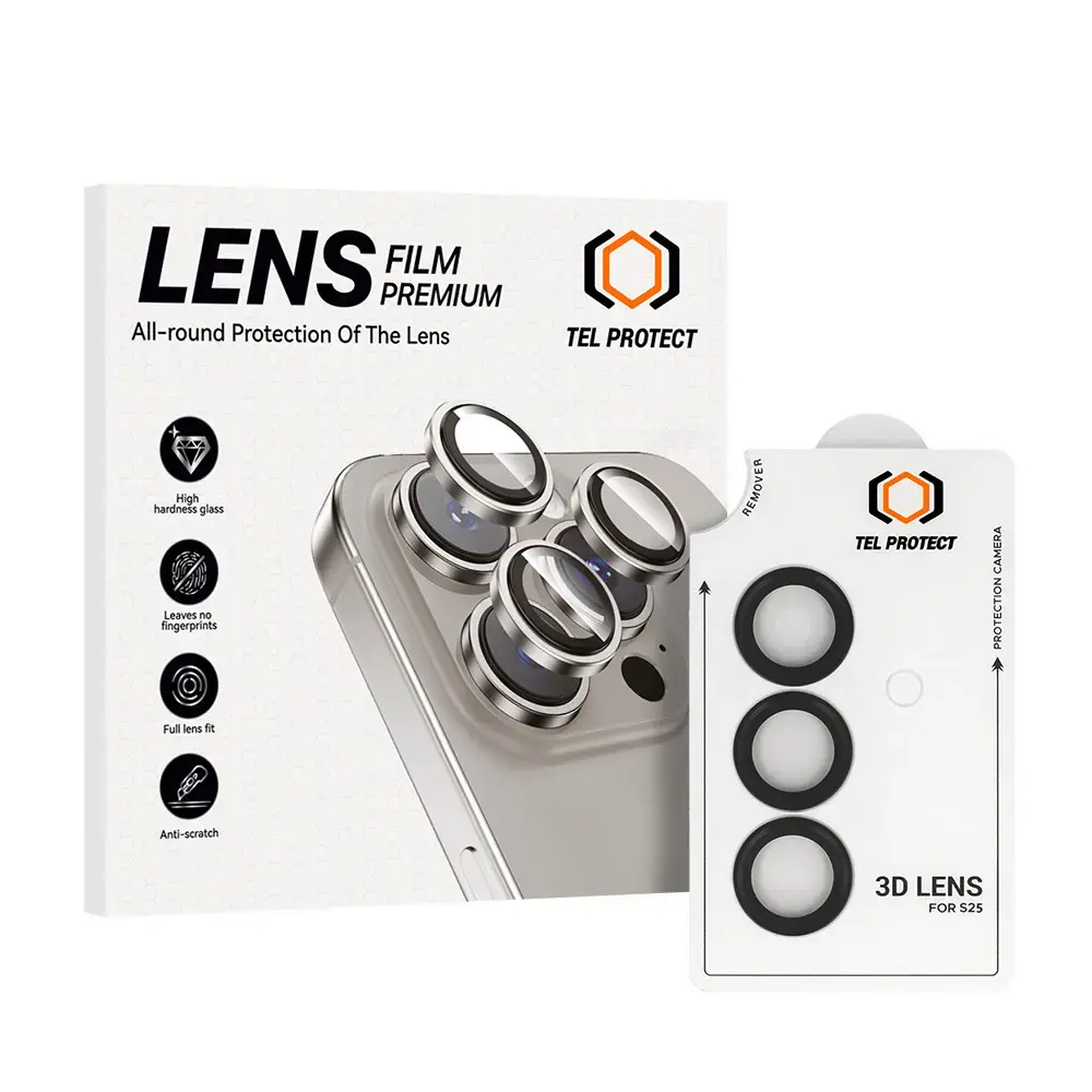 Tempered glass Tel Protect 3D Lens on camera for Samsung Galaxy S23 black (lens 3 pieces)