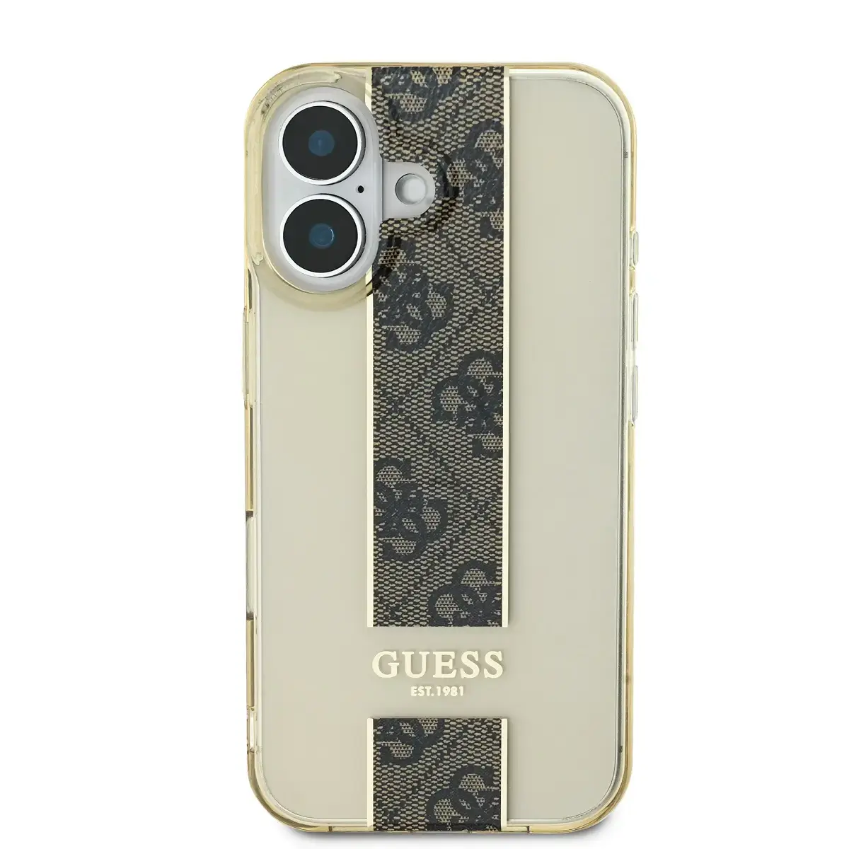 Guess IML Middle 4G Stripe Case for iPhone 16 Brown