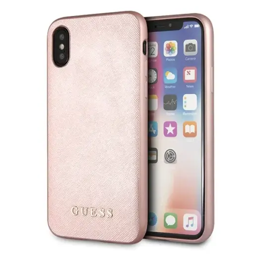 Guess GUHCI65SLSAPI iPhone Xs Max różowy|pink hard case Saffiano