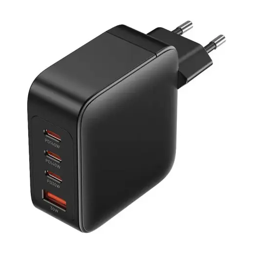Vention FEIB0-EU tīkla lādētājs | 140W | GaN | USB-C, USB-A | melns