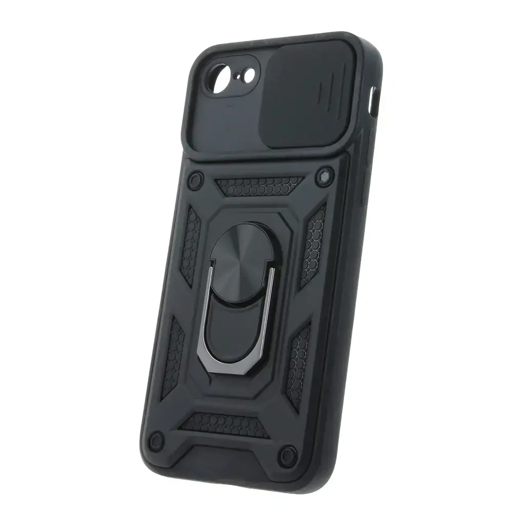 Defender Slide maciņš ar statīvu telefonam iPhone 7 | iPhone 8 | iPhone SE (2020) | iPhone SE (2022) melns (ar kameras aizsargu)