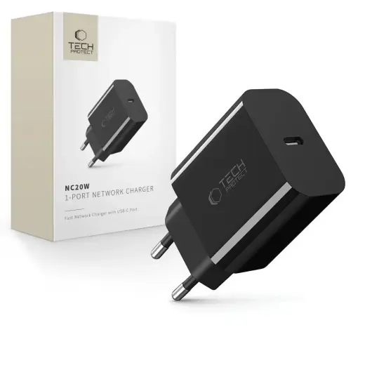 Tech-Protect NC20W tīkla lādētājs | 20W | PD20W | USB-C | melns