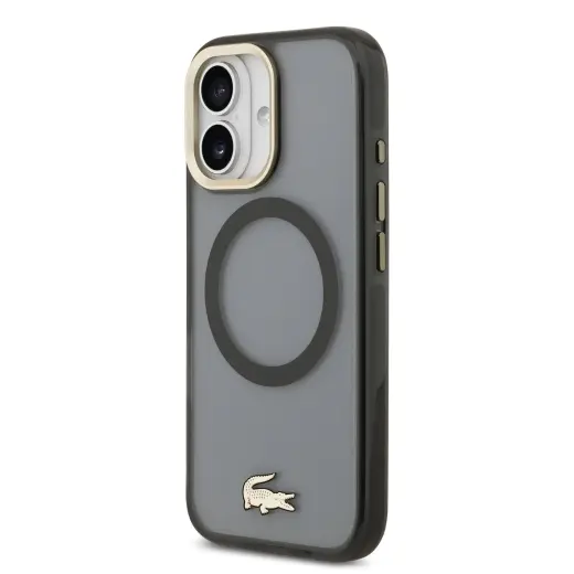 Lacoste PC|TPU Frosted Finish Gold Logo MagSafe Case for iPhone 17 Black