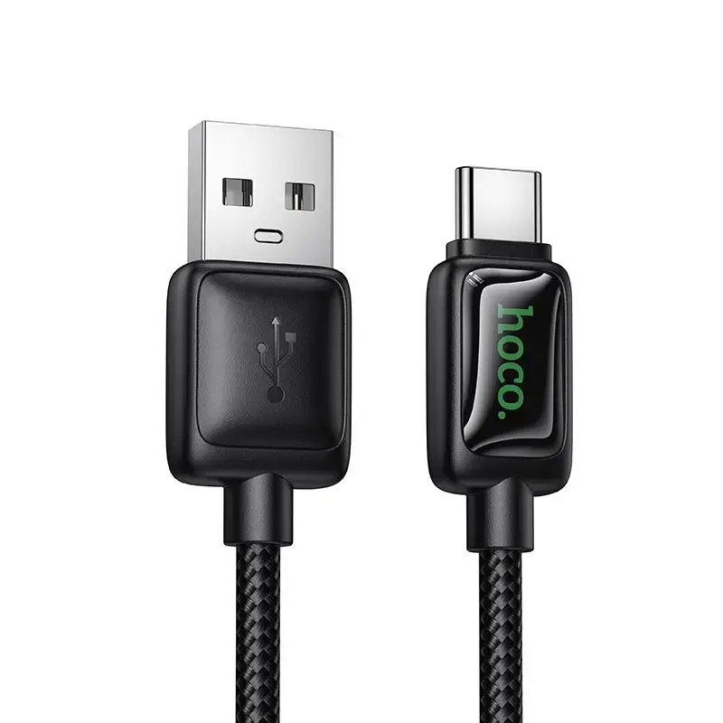 HOCO U146 datu pārraides un uzlādes vads | ar LED ekrānu | USB-A uz USB-C | 15W | 1.2m | melns