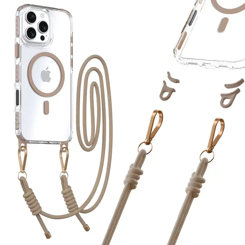 Tel Protect Strap Clear maciņš telefonam iPhone 15 Pro zelta krāsā