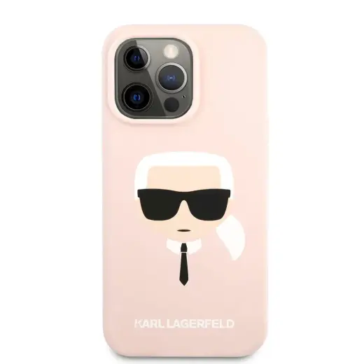 Karl Lagerfeld KLHCP13LSLKHP Liquid Silicone Karl Head maciņš telefonam iPhone 13 Pro rozā