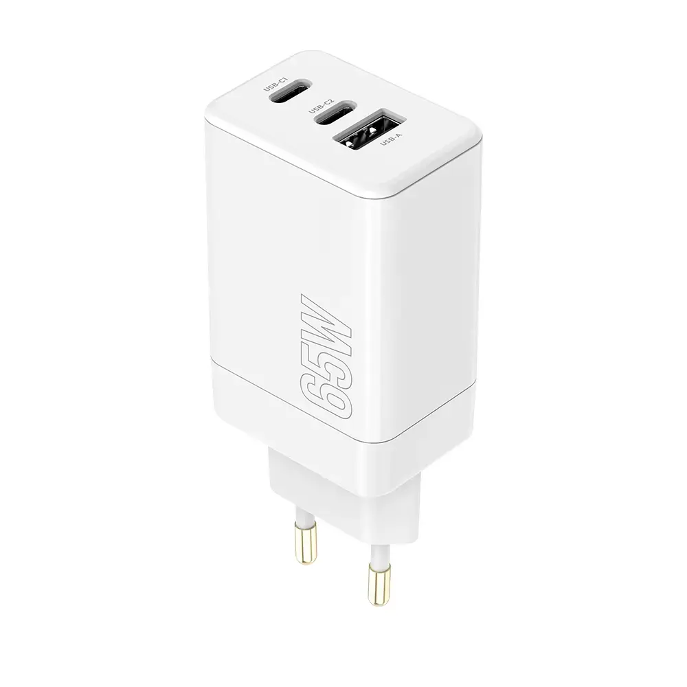 Maxlife MXTC-08-65ACC tīkla lādētājs | 65W | PD, QC | USB-C, USB-A | balts