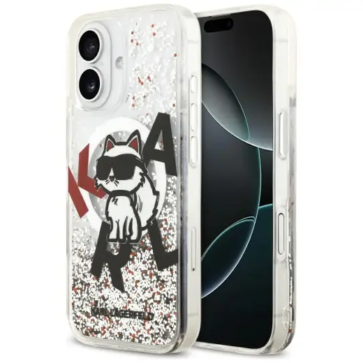 Etui Karl Lagerfeld Liquid Glitter        Choupette Logo MagSafe do iPhone 17 przezroczysty