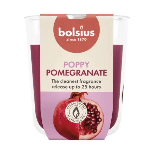 Svece arom. stikla gl. True Scents Ø80x73mm pomegranate
