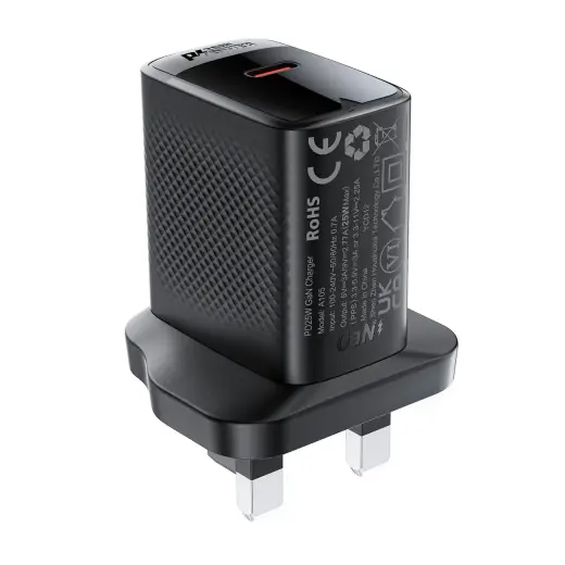 Acefast A105 25W GaN USB-C (UK) Wall Charger - Black