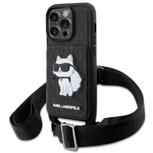 Karl Lagerfeld KLHCP14LCSAKHPCK iPhone  14 Pro 6.1" hardcase czarny|black Crossbody Saffiano Monogram Choupette