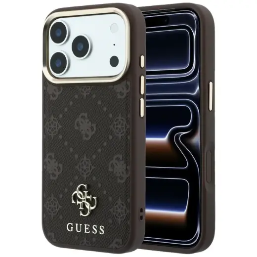 Case Guess Peony 4G Small Logo MagSafe for iPhone 18 Pro / 17 Pro brown