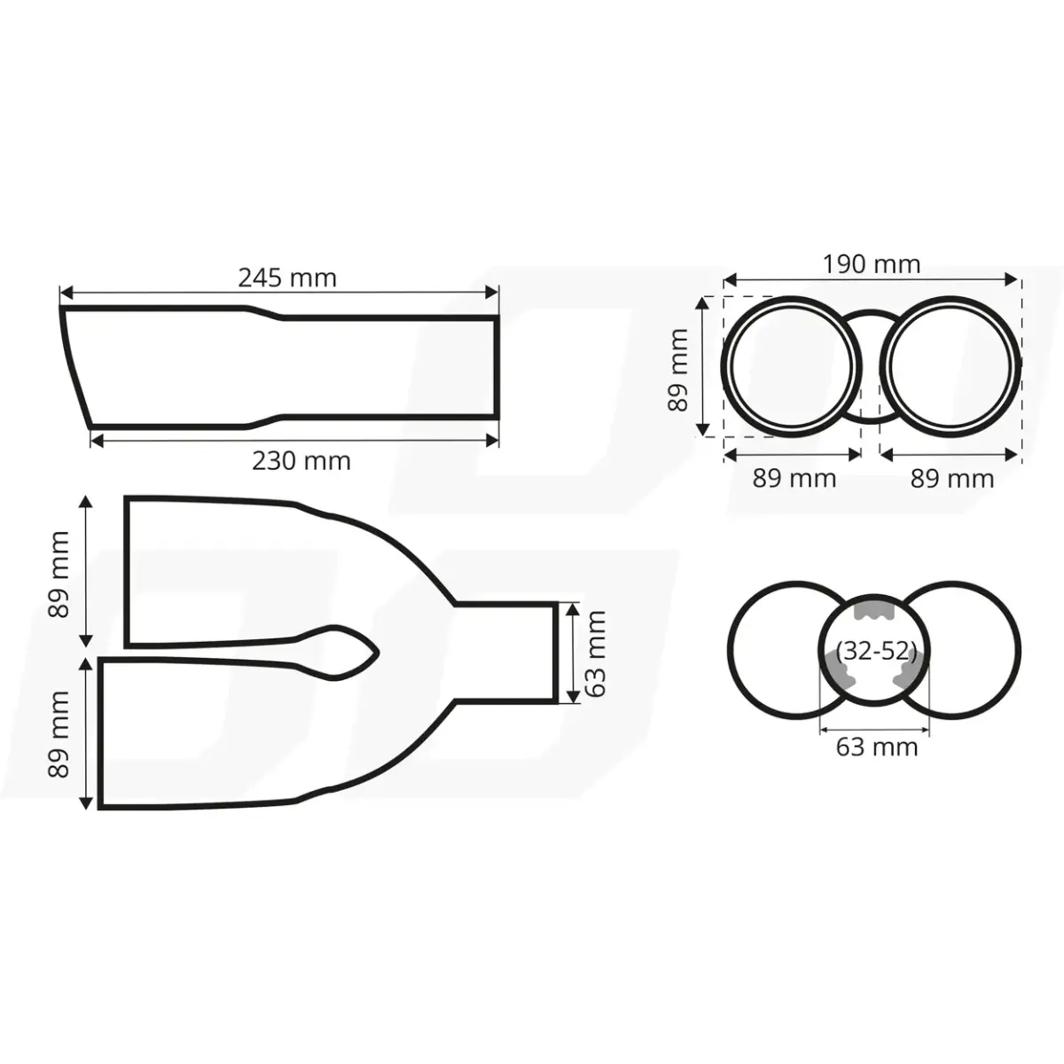 Exhaust silencer tip stainless steel chrome AMIO-04067