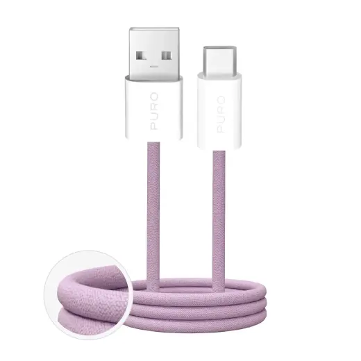 Puro Fabrik 2.0 data transfer and charging cable | USB-A to USB-C | 10W | 1.5m | pink