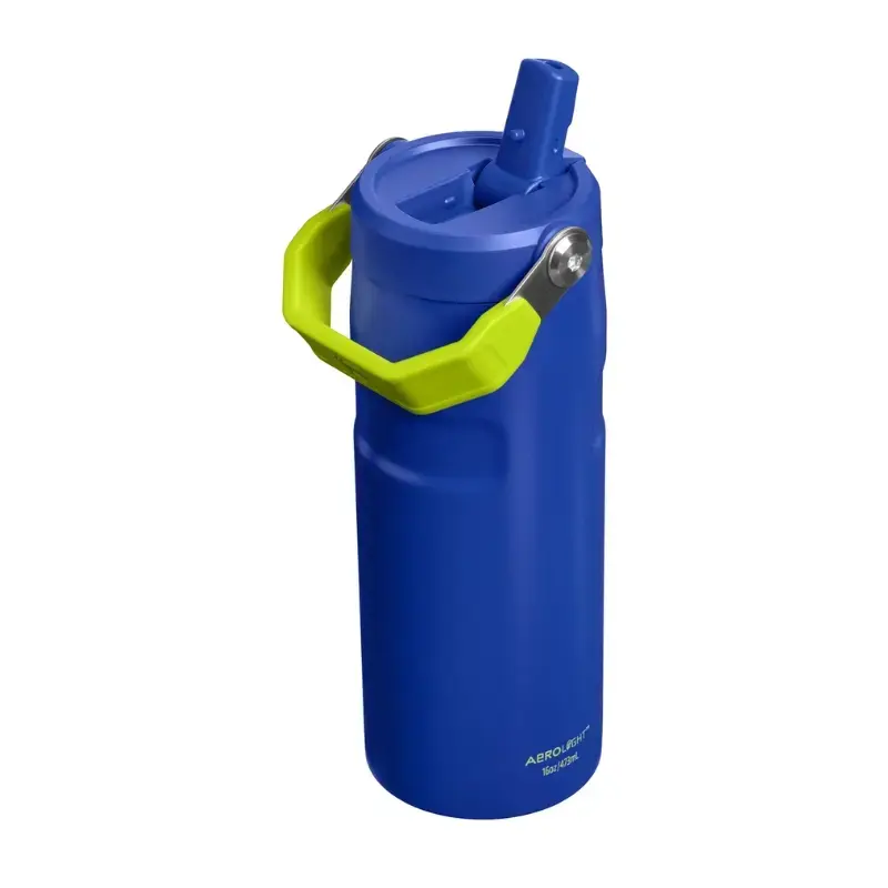 Termopudele ar salmiņu The IceFlow Bottle Flip Straw 2.0 0,47L tumši zila
