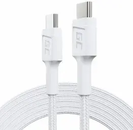 Green Cell PowerStream andmeedastus- ja laadimiskaabel | USB-C kuni USB-C | 60W | 2m | valge