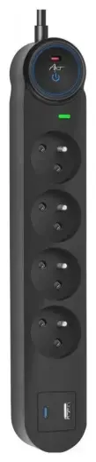 Extension cord 4 sockets + USB A + USB C Art FU910 1,5 m black