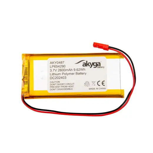 Lithium Polymer Battery Akyga AKY0487 LP654290 Li-Po 3.7V|2600mAh PCM JST 2.54 2-Pin Connector 150mm