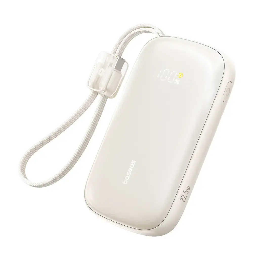Baseus EnerFill FC21 Qpow3 Ultra ārējais akumulators (powerbank) | 20 000 mAh | 22.5W | PD, QC | USB-C, USB-A, Lightning | LED ekrāns | bēšs