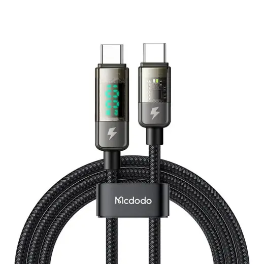 Mcdodo CA-3611 data transfer and charging cable | USB-C to USB-C | 100W | with LED display | 1.8m | black