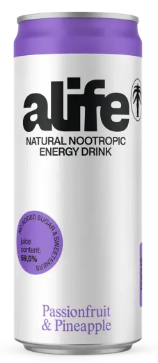 ALIFE Gāzēts dabīgs enerģijas dzēriens ar pasifloru un ananāsu garšu 0.33l can (DEP)