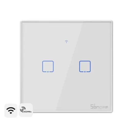 Išmanusis Wi-Fi sieninis jungiklis Sonoff TX T2EU2C su RF valdymu