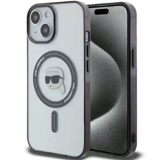 Karl Lagerfeld KLHMP15SHKHNOTK iPhone 15 | 14 | 13 6.1" transparent hardcase IML Karl`s Head MagSafe