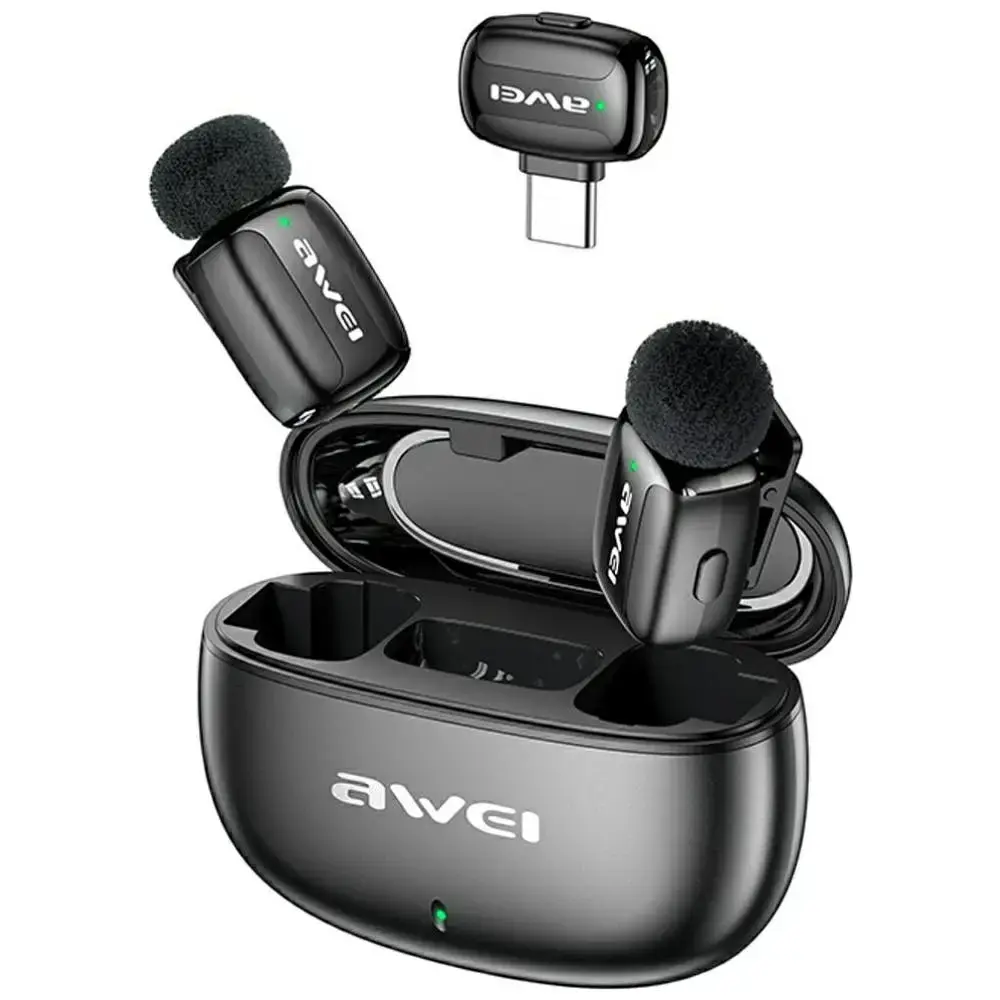 Wireless Lavalier Microphone AWEI MK5 Duo Ai-Voice black