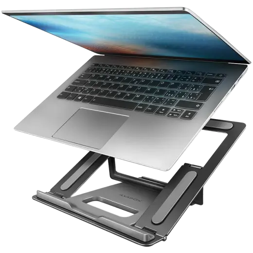 Axagon STND-L NOTEBOOK STANDAluminum stand for 10'' – 16'' notebooks. Four adjustable positions.