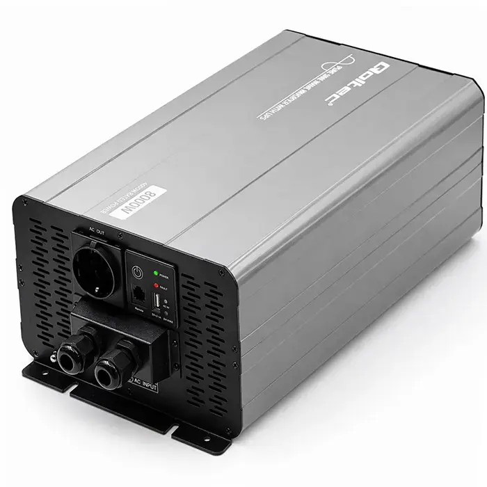 Qoltec Pure Sine Wave Inverter with UPS | 12V to 230V | 4000/8000W | USB | Compatible with LiFePO4 GEL AGM