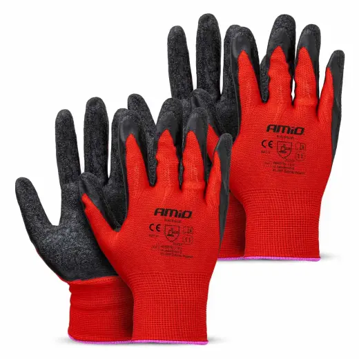 PE Latex coatedsafety gloves 4 pcs Size 11 (2 pairs), 2121X AMIO-04638