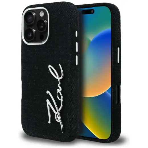 Karl Lagerfeld FW Jeans Signature Logo чехол для телефона iPhone 16 Pro Max чёрный