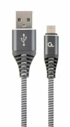 Gembird USB Male - Micro USB Male Premium cotton braided 1m Space Grey|White